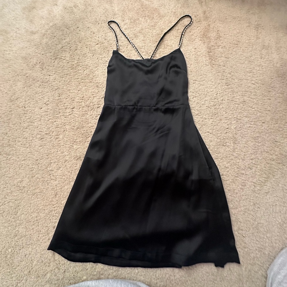 Black pearl mini dress